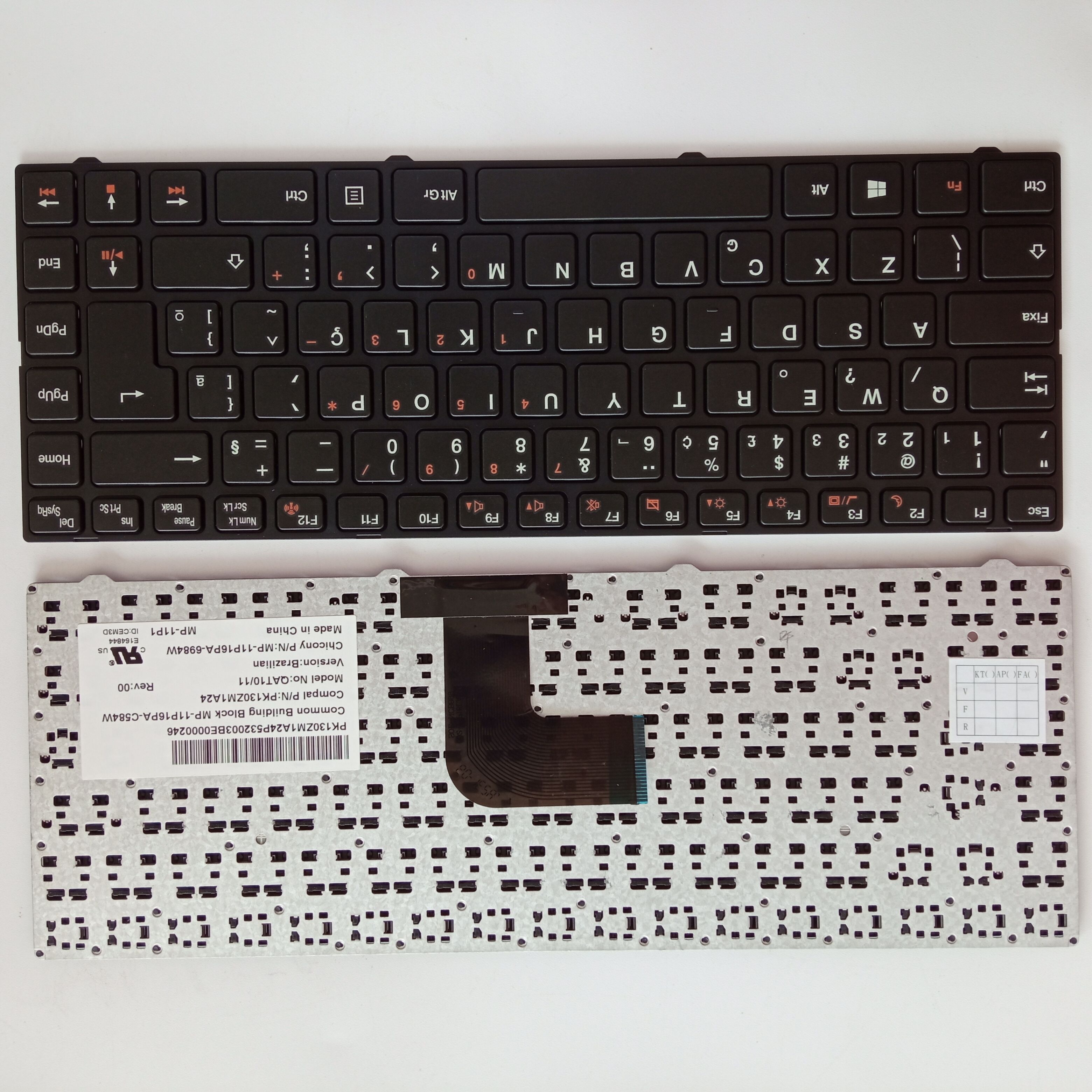 Picture of New Replacement Laptop Keyboard For N/A QAT10/QAT11/U400A/MP-11P16SU-C851 BLACK FRAME BLACK BR Layout
